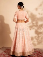 Light Peach Pure Georgette Readymade Lehenga Choli